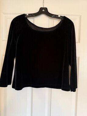 Black Velvet Long-Sleeve Scoop Neck Top